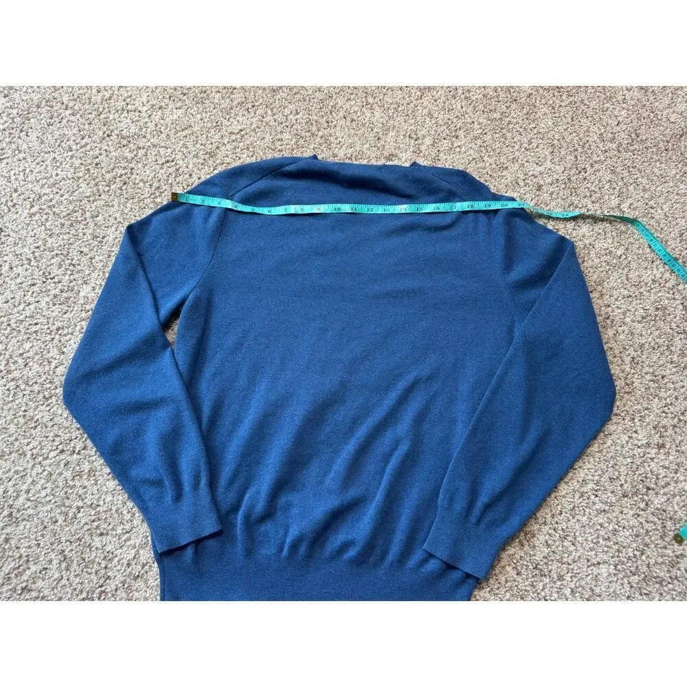 POLO RALPH LAUREN 100% PIMA Cotton sweater, Men's LG; V neck; Long sleeves; Blue
